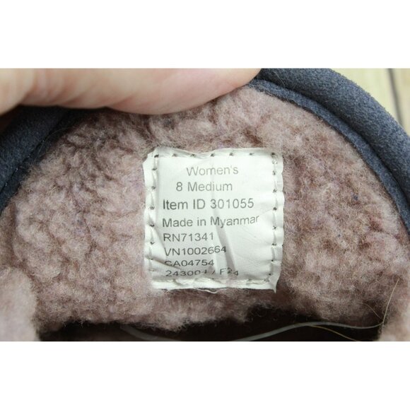 LL Bean Purple Suede Slip-On Fleece Lined Mountain Moccasin Slippers Size 8 M - Picture 8 of 9